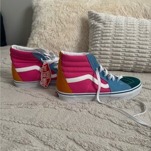 Vans Colorful High-Tops with Pink, Blue, and Orange